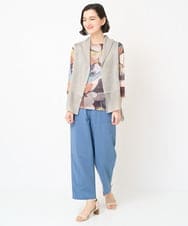 NHSGV43290 GIANNI LO GIUDICE(小さいサイズ)(メゾン ドゥ サンク) [人気デザイン/日本製]リネンニットジレ ライトグレー