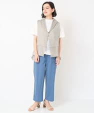 NHSGV43290 GIANNI LO GIUDICE(小さいサイズ)(メゾン ドゥ サンク) [人気デザイン/日本製]リネンニットジレ ライトグレー