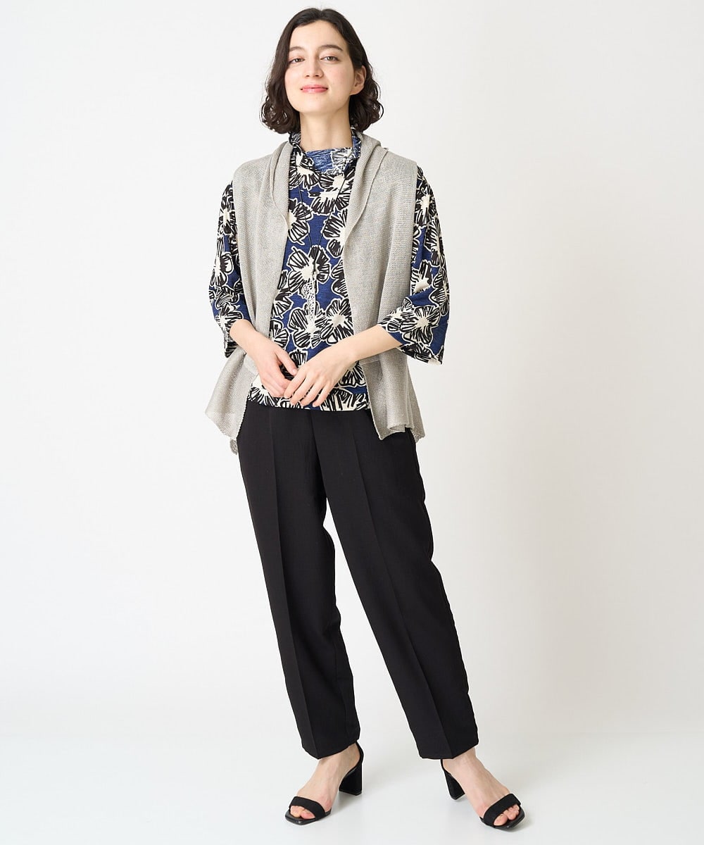 NHSGV43290 GIANNI LO GIUDICE(小さいサイズ)(メゾン ドゥ サンク) [人気デザイン/日本製]リネンニットジレ ライトグレー