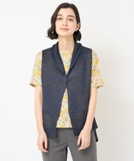 NHSGV43290 GIANNI LO GIUDICE(小さいサイズ)(メゾン ドゥ サンク) [人気デザイン/日本製]リネンニットジレ ライトグレー
