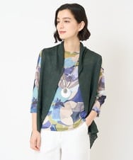 NHSGV43290 GIANNI LO GIUDICE(小さいサイズ)(メゾン ドゥ サンク) [人気デザイン/日本製]リネンニットジレ ライトグレー