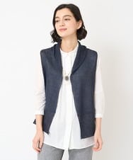NHSGV43290 GIANNI LO GIUDICE(小さいサイズ)(メゾン ドゥ サンク) [人気デザイン/日本製]リネンニットジレ ライトグレー