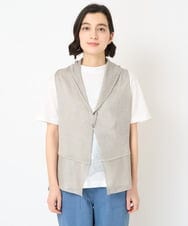 NHSGV43290 GIANNI LO GIUDICE(小さいサイズ)(メゾン ドゥ サンク) [人気デザイン/日本製]リネンニットジレ ライトグレー