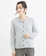 NHSGW41290 GIANNI LO GIUDICE(小さいサイズ)(メゾン ドゥ サンク) [人気デザイン/日本製]クルーネックカーディガン ブルーグレー