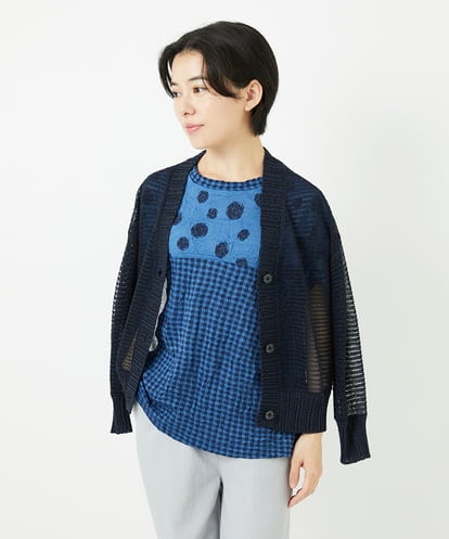 NHSHA10240 GIANNI LO GIUDICE(小さいサイズ) 透かし編みニットカーディガン