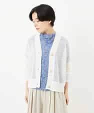 NHSHA10240 GIANNI LO GIUDICE(小さいサイズ)(メゾン ドゥ サンク) 透かし編みニットカーディガン ホワイト