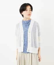 NHSHA10240 GIANNI LO GIUDICE(小さいサイズ)(メゾン ドゥ サンク) 透かし編みニットカーディガン ホワイト