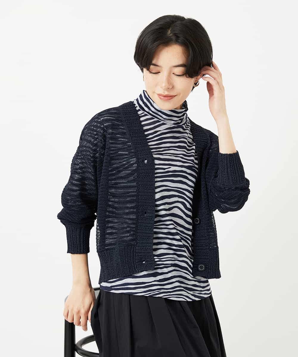 NHSHA10240 GIANNI LO GIUDICE(小さいサイズ)(メゾン ドゥ サンク) 透かし編みニットカーディガン ホワイト