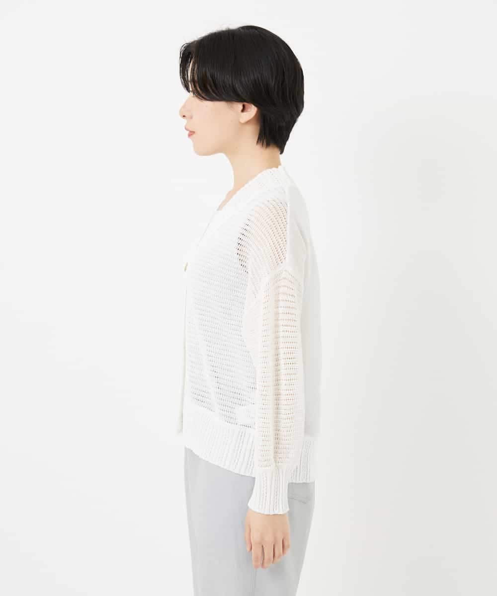 NHSHA10240 GIANNI LO GIUDICE(小さいサイズ)(メゾン ドゥ サンク) 透かし編みニットカーディガン ホワイト
