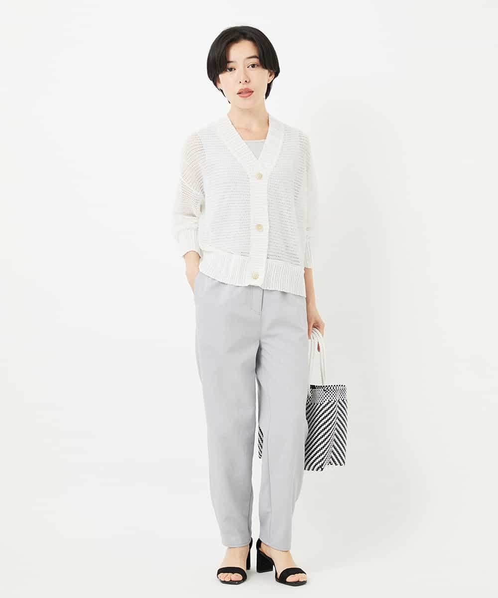 NHSHA10240 GIANNI LO GIUDICE(小さいサイズ)(メゾン ドゥ サンク) 透かし編みニットカーディガン ホワイト
