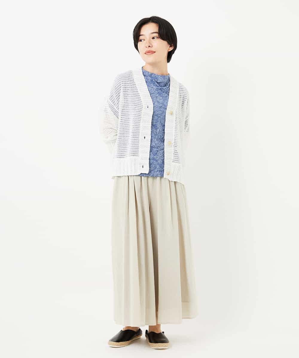 NHSHA10240 GIANNI LO GIUDICE(小さいサイズ)(メゾン ドゥ サンク) 透かし編みニットカーディガン ホワイト