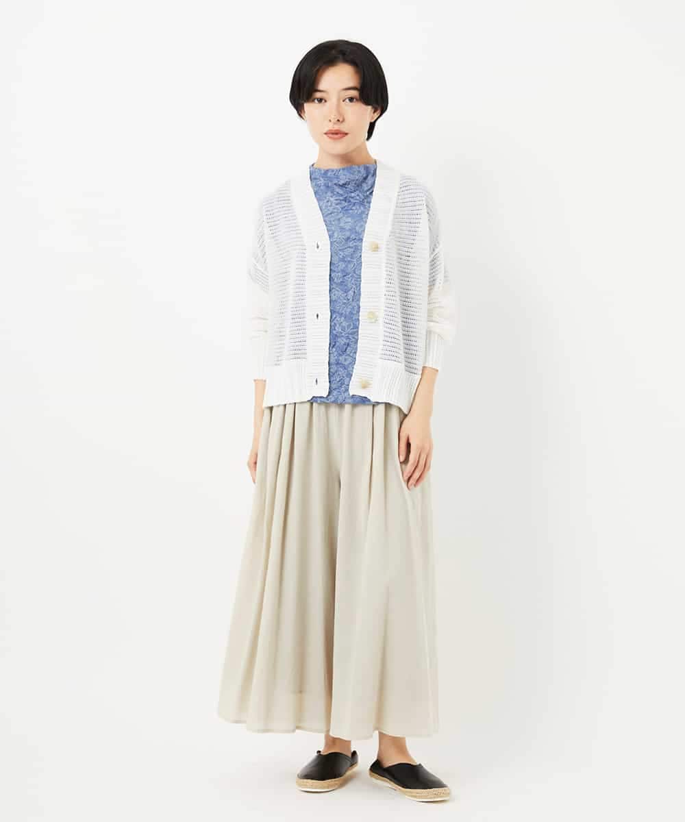 NHSHA10240 GIANNI LO GIUDICE(小さいサイズ)(メゾン ドゥ サンク) 透かし編みニットカーディガン ホワイト