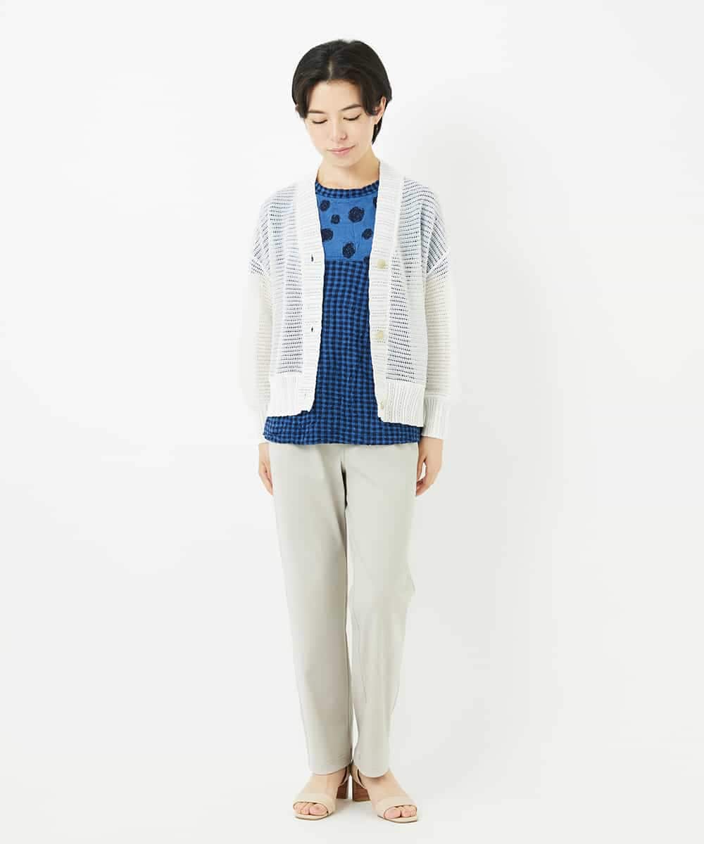 NHSHA10240 GIANNI LO GIUDICE(小さいサイズ)(メゾン ドゥ サンク) 透かし編みニットカーディガン ホワイト