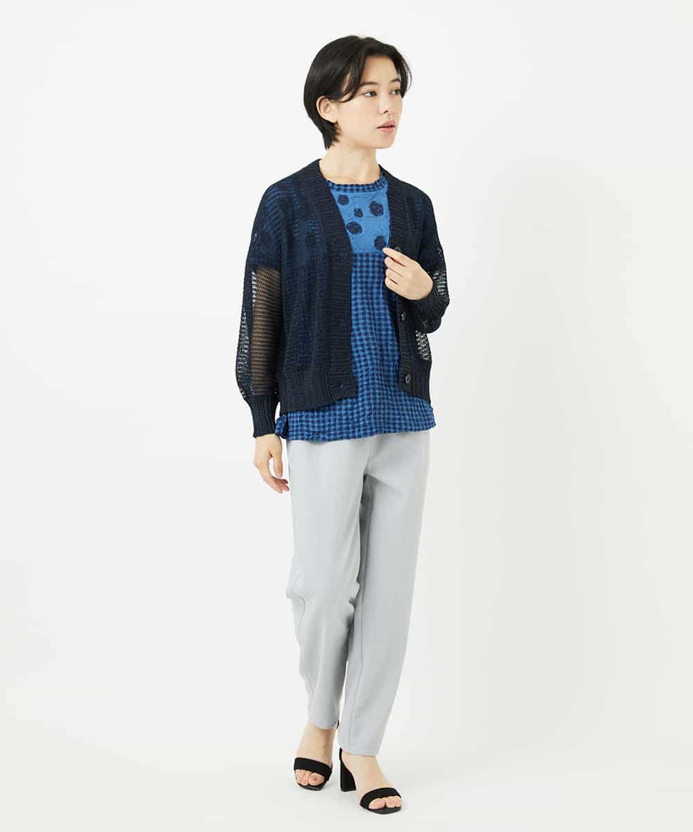 NHSHA10240 GIANNI LO GIUDICE(小さいサイズ)(メゾン ドゥ サンク) 透かし編みニットカーディガン ホワイト