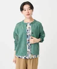 NHSHB30230 GIANNI LO GIUDICE(小さいサイズ)(メゾン ドゥ サンク) ペーパーヤーンニットカーディガン グリーン