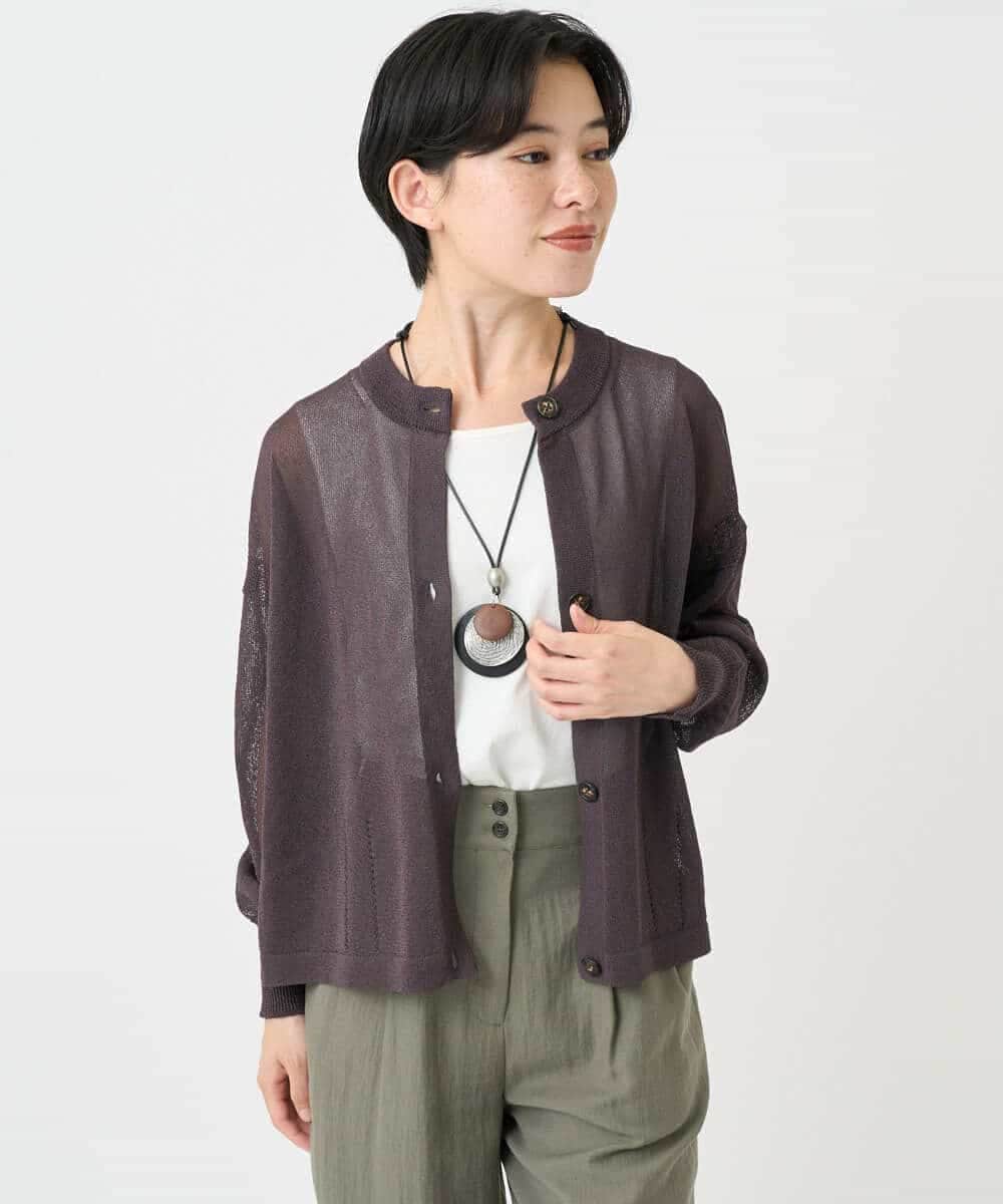 NHSHB30230 GIANNI LO GIUDICE(小さいサイズ)(メゾン ドゥ サンク) ペーパーヤーンニットカーディガン グリーン
