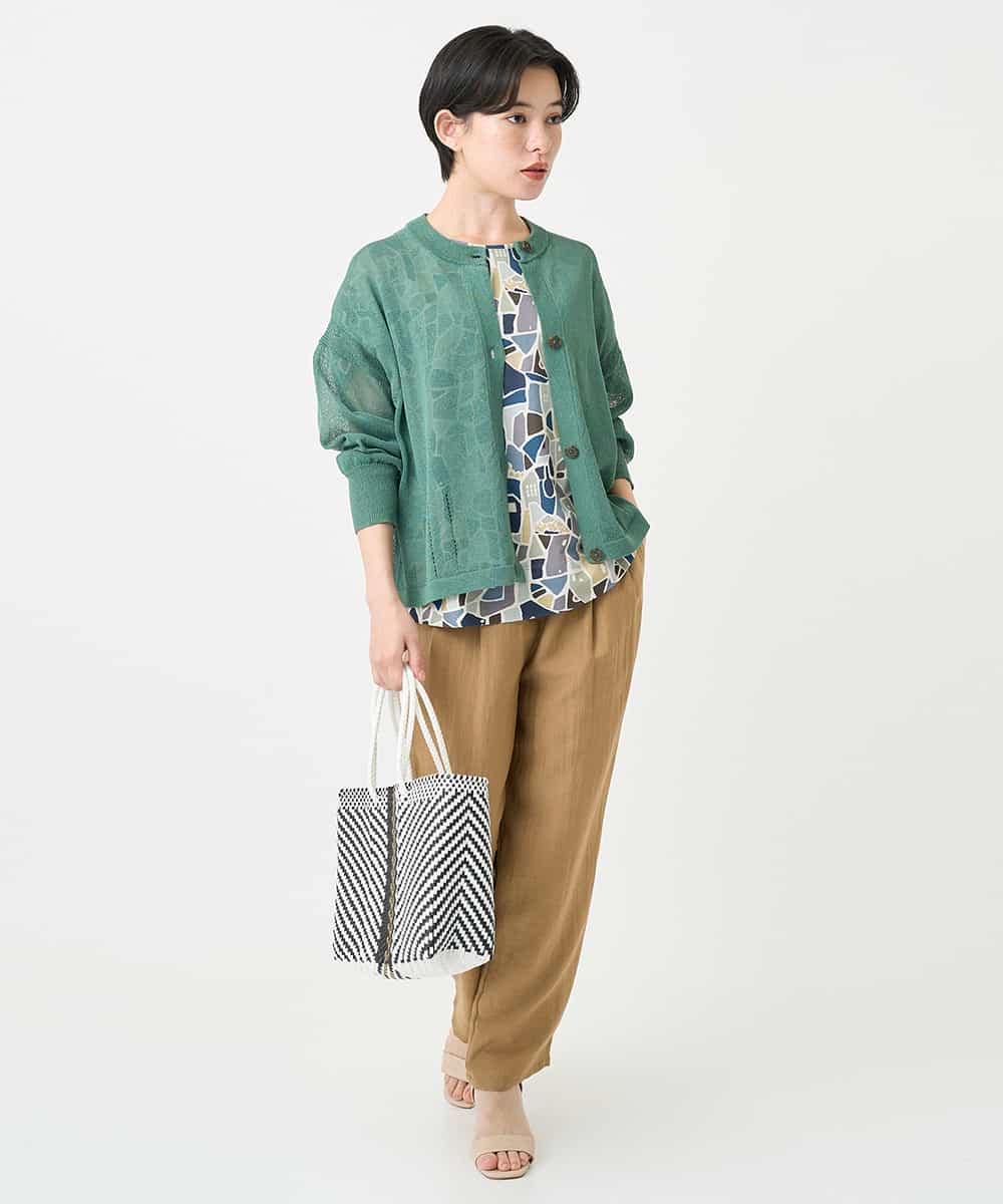 NHSHB30230 GIANNI LO GIUDICE(小さいサイズ)(メゾン ドゥ サンク) ペーパーヤーンニットカーディガン グリーン
