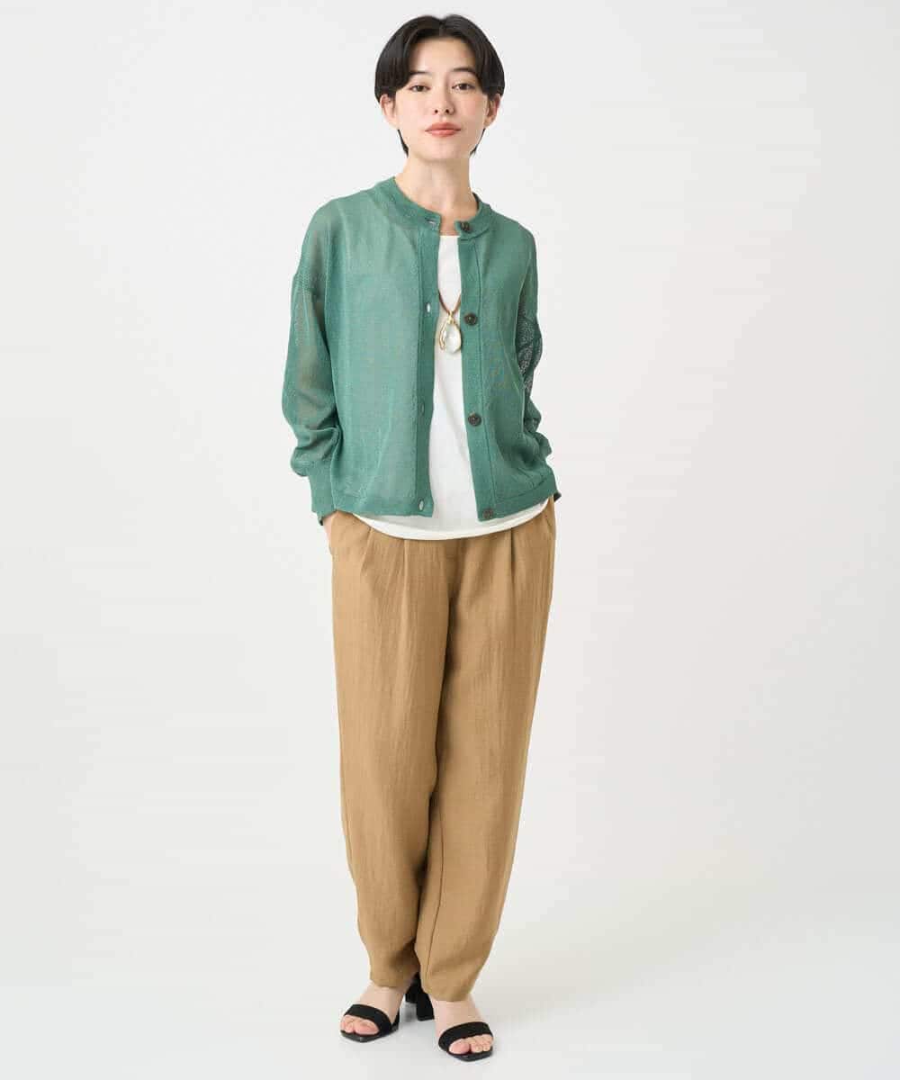 NHSHB30230 GIANNI LO GIUDICE(小さいサイズ)(メゾン ドゥ サンク) ペーパーヤーンニットカーディガン グリーン