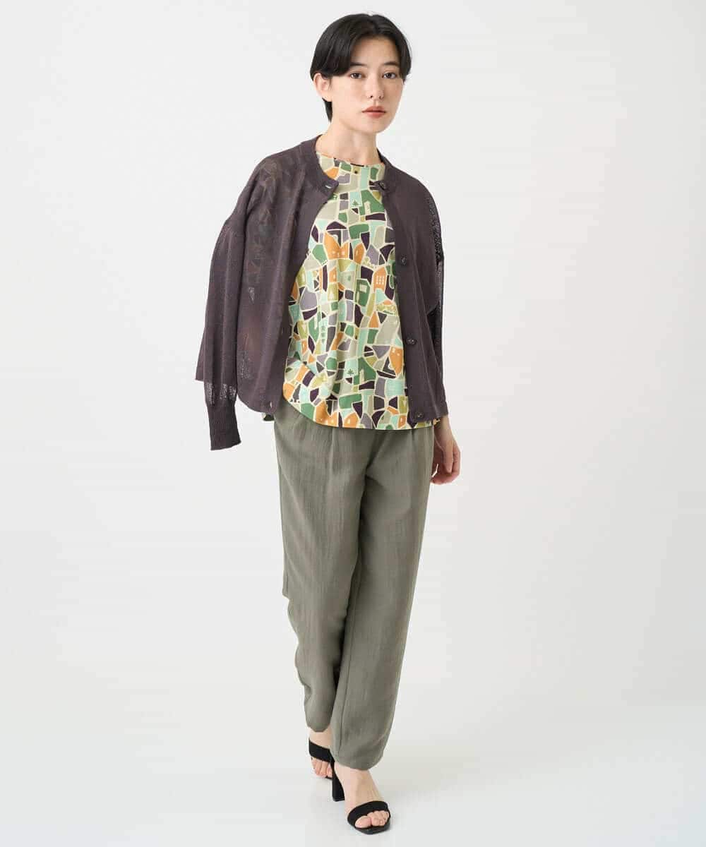 NHSHB30230 GIANNI LO GIUDICE(小さいサイズ)(メゾン ドゥ サンク) ペーパーヤーンニットカーディガン グリーン