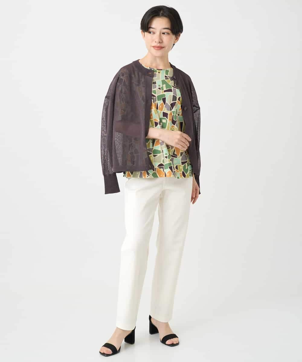 NHSHB30230 GIANNI LO GIUDICE(小さいサイズ)(メゾン ドゥ サンク) ペーパーヤーンニットカーディガン グリーン