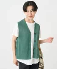 NHSHB31210 GIANNI LO GIUDICE(小さいサイズ)(メゾン ドゥ サンク) ペーパーヤーンニットジレ グリーン
