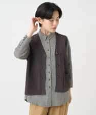 NHSHB31210 GIANNI LO GIUDICE(小さいサイズ)(メゾン ドゥ サンク) ペーパーヤーンニットジレ グリーン