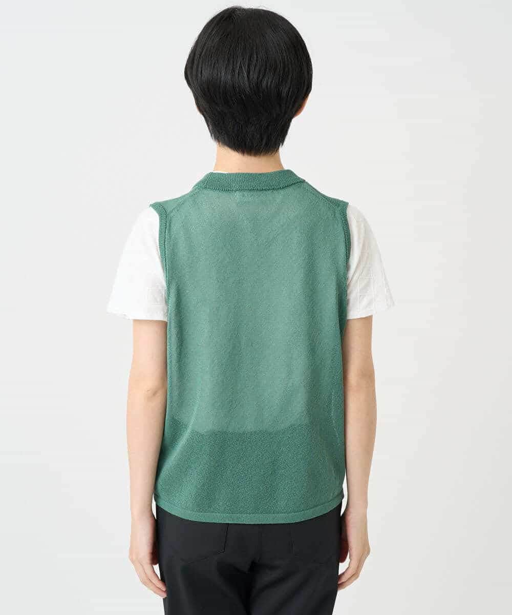 NHSHB31210 GIANNI LO GIUDICE(小さいサイズ)(メゾン ドゥ サンク) ペーパーヤーンニットジレ グリーン