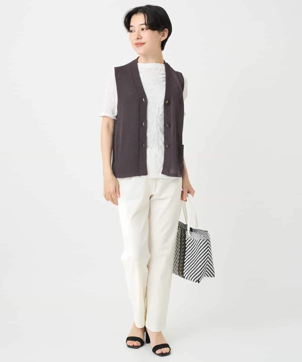 NHSHB31210 GIANNI LO GIUDICE(小さいサイズ)(メゾン ドゥ サンク) ペーパーヤーンニットジレ グリーン