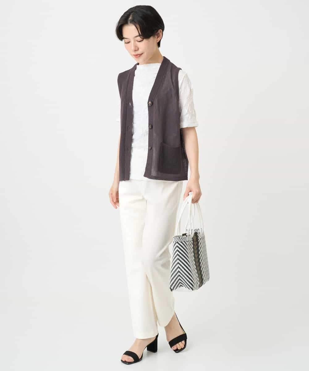 NHSHB31210 GIANNI LO GIUDICE(小さいサイズ)(メゾン ドゥ サンク) ペーパーヤーンニットジレ グリーン