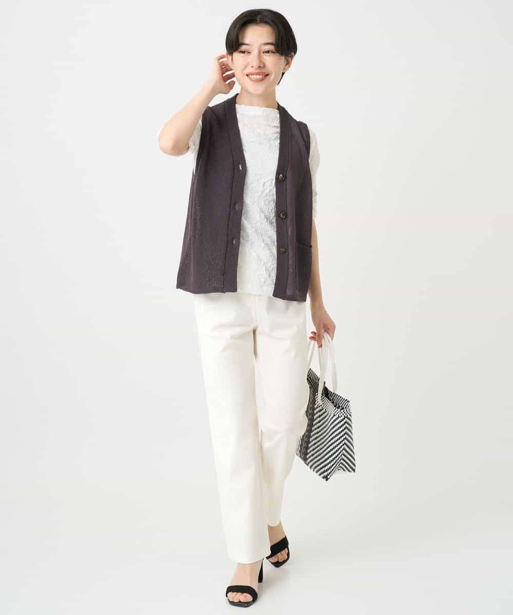 NHSHB31210 GIANNI LO GIUDICE(小さいサイズ)(メゾン ドゥ サンク) ペーパーヤーンニットジレ グリーン