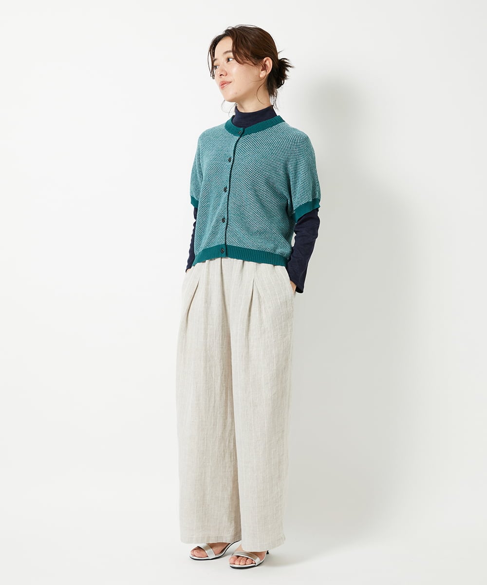 NHSHE60250 GIANNI LO GIUDICE(小さいサイズ)(メゾン ドゥ サンク) 【洗える】メランジジャガードカーディガン カーキ