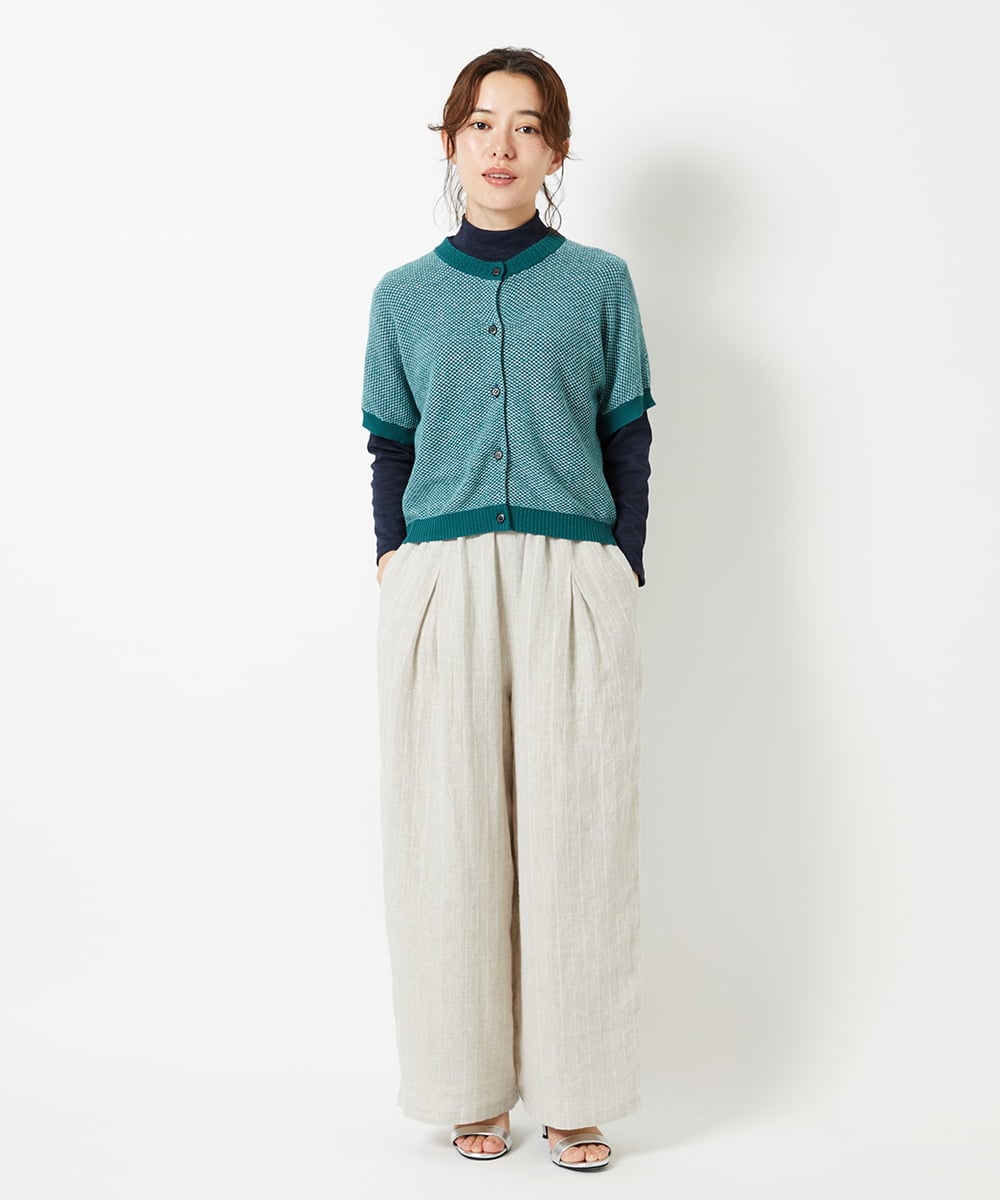 NHSHE60250 GIANNI LO GIUDICE(小さいサイズ)(メゾン ドゥ サンク) 【洗える】メランジジャガードカーディガン カーキ