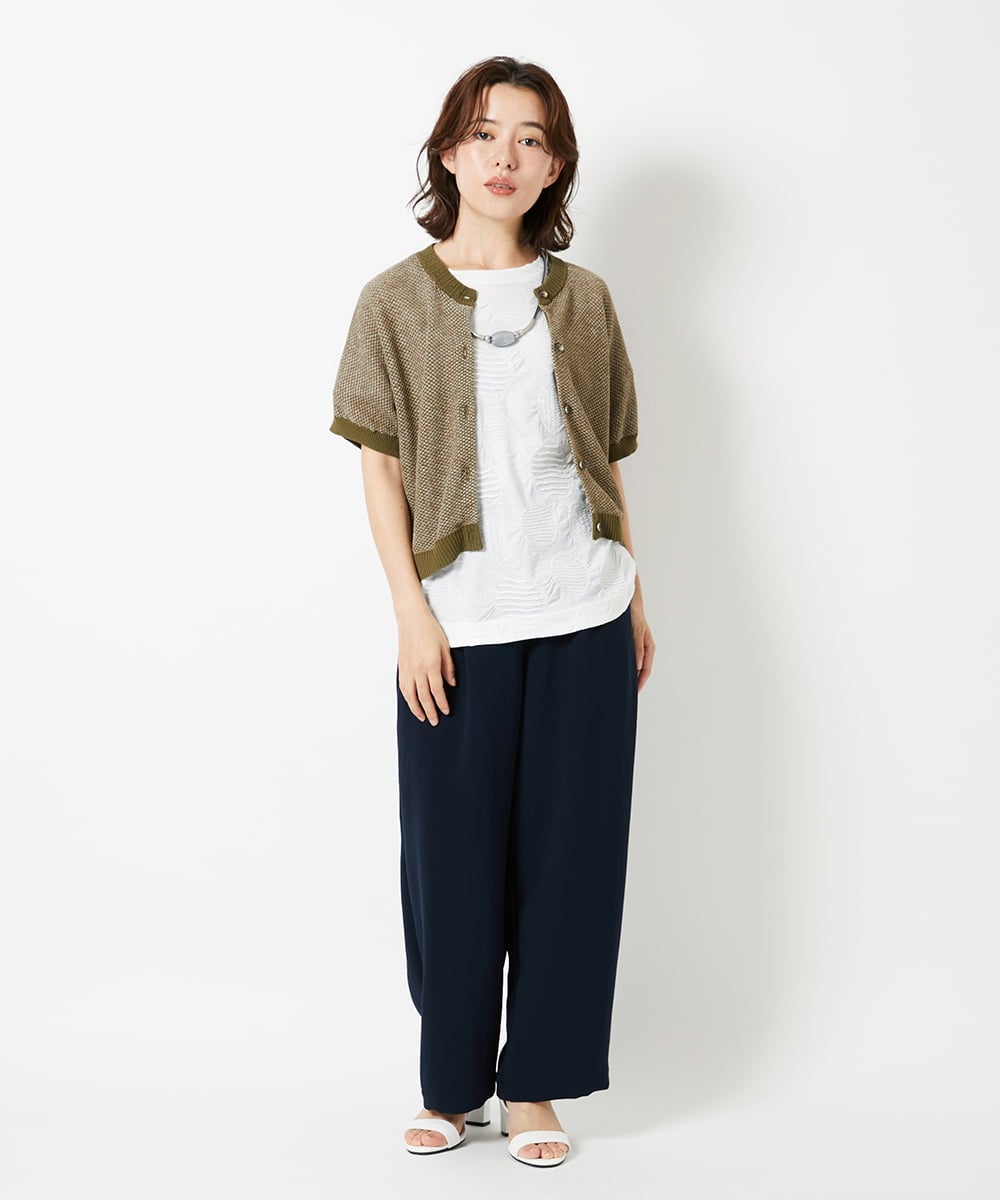 NHSHE60250 GIANNI LO GIUDICE(小さいサイズ)(メゾン ドゥ サンク) 【洗える】メランジジャガードカーディガン カーキ