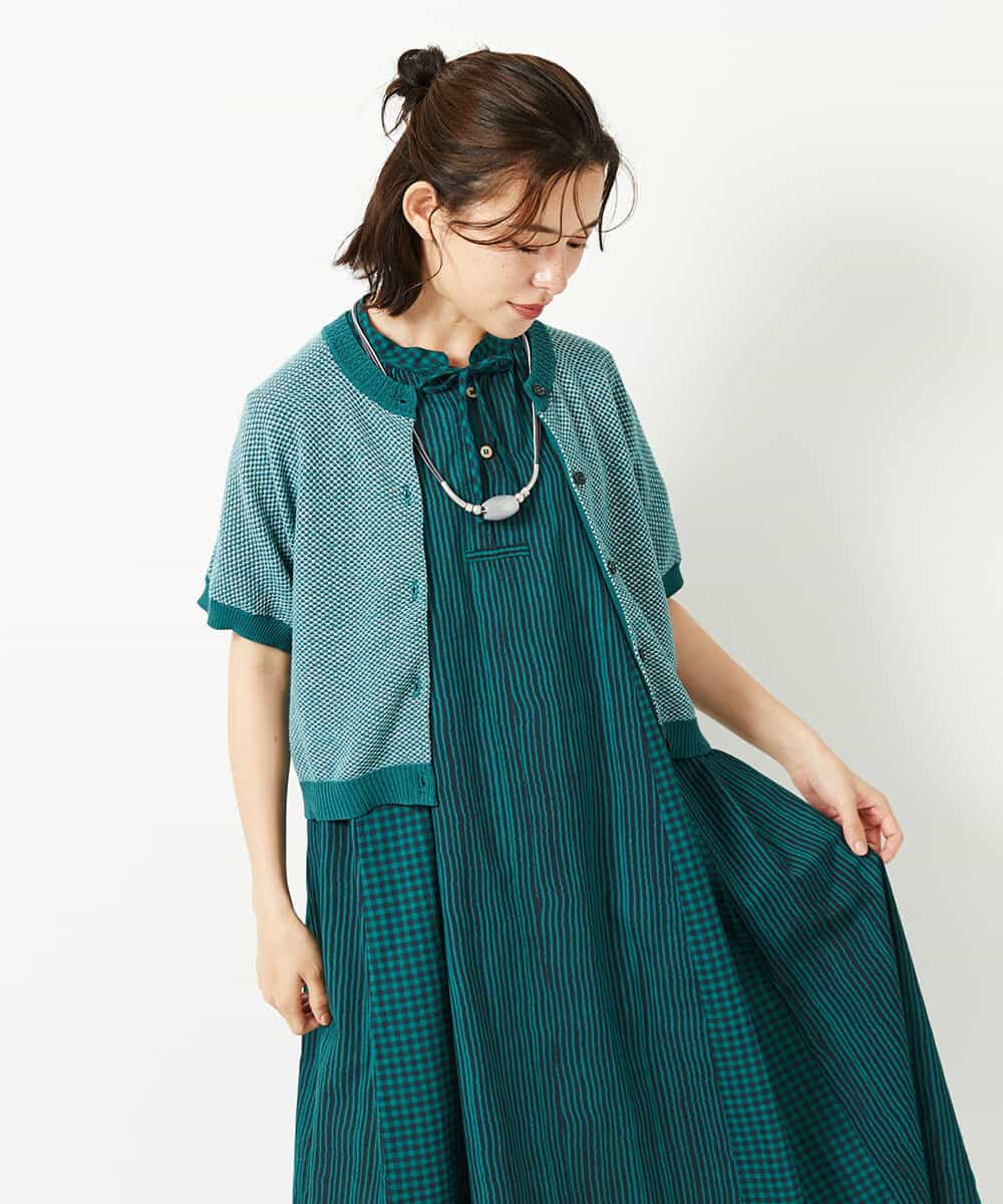 NHSHE60250 GIANNI LO GIUDICE(小さいサイズ)(メゾン ドゥ サンク) 【洗える】メランジジャガードカーディガン カーキ