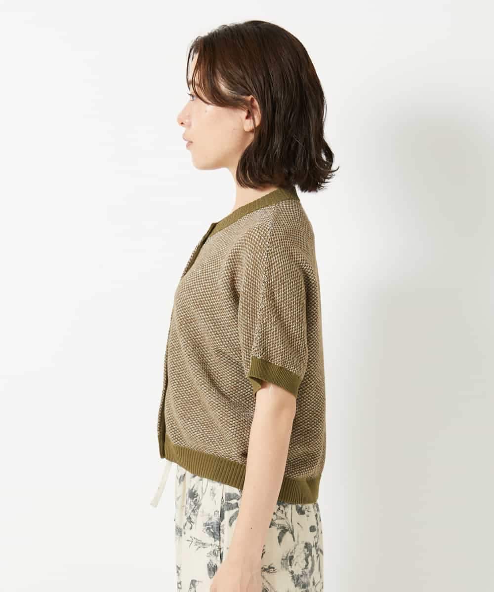 NHSHE60250 GIANNI LO GIUDICE(小さいサイズ)(メゾン ドゥ サンク) 【洗える】メランジジャガードカーディガン カーキ