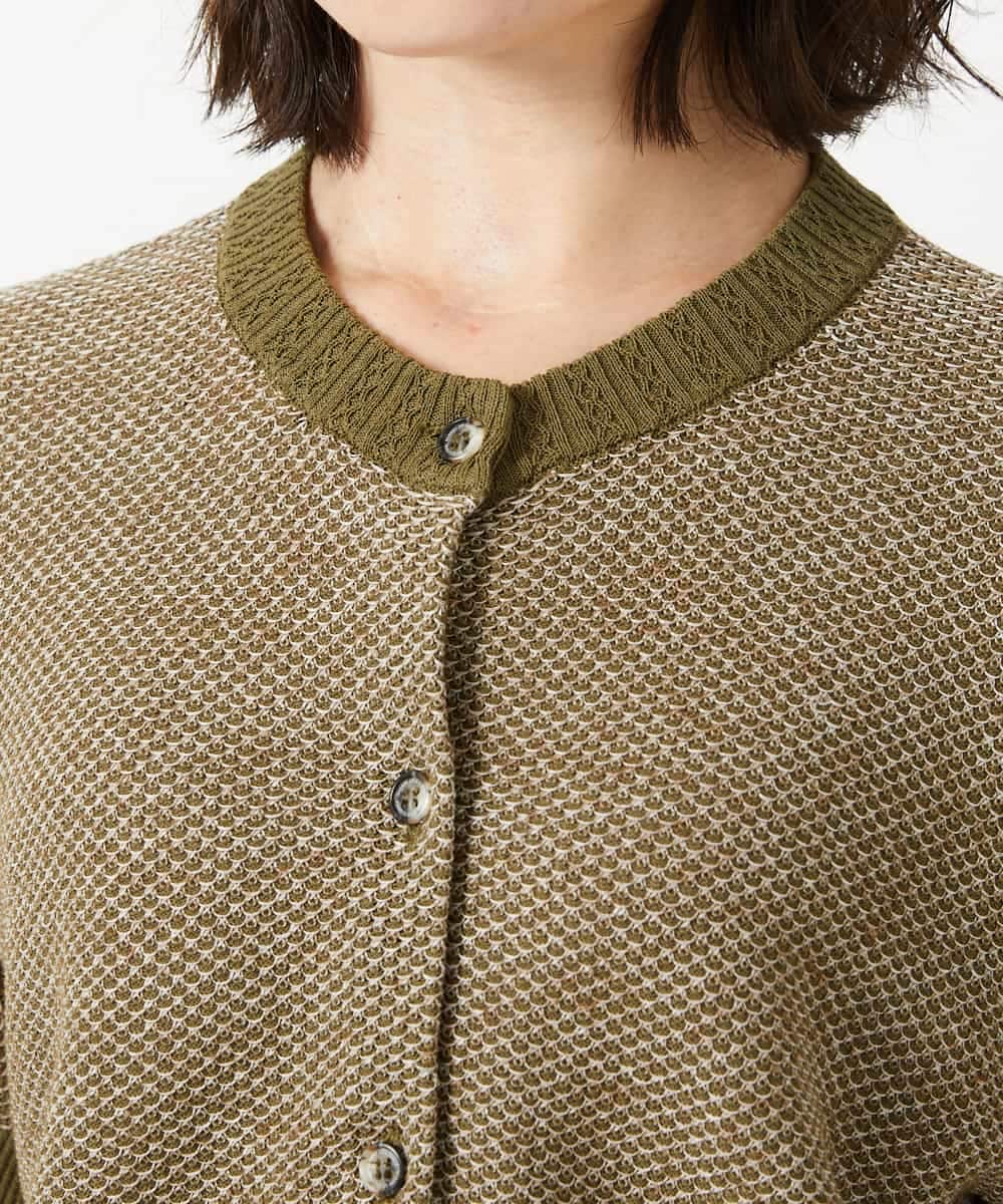 NHSHE60250 GIANNI LO GIUDICE(小さいサイズ)(メゾン ドゥ サンク) 【洗える】メランジジャガードカーディガン カーキ