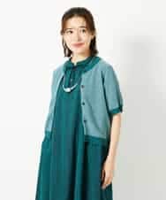 NHSHE60250 GIANNI LO GIUDICE(小さいサイズ)(メゾン ドゥ サンク) 【洗える】メランジジャガードカーディガン ライトグリーン