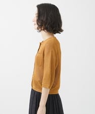 NHSHW10170 GIANNI LO GIUDICE(小さいサイズ)(メゾン ドゥ サンク) カスリニットショートカーディガン マスタード