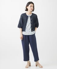 NHSHW10170 GIANNI LO GIUDICE(小さいサイズ)(メゾン ドゥ サンク) カスリニットショートカーディガン マスタード