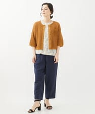 NHSHW10170 GIANNI LO GIUDICE(小さいサイズ)(メゾン ドゥ サンク) カスリニットショートカーディガン マスタード