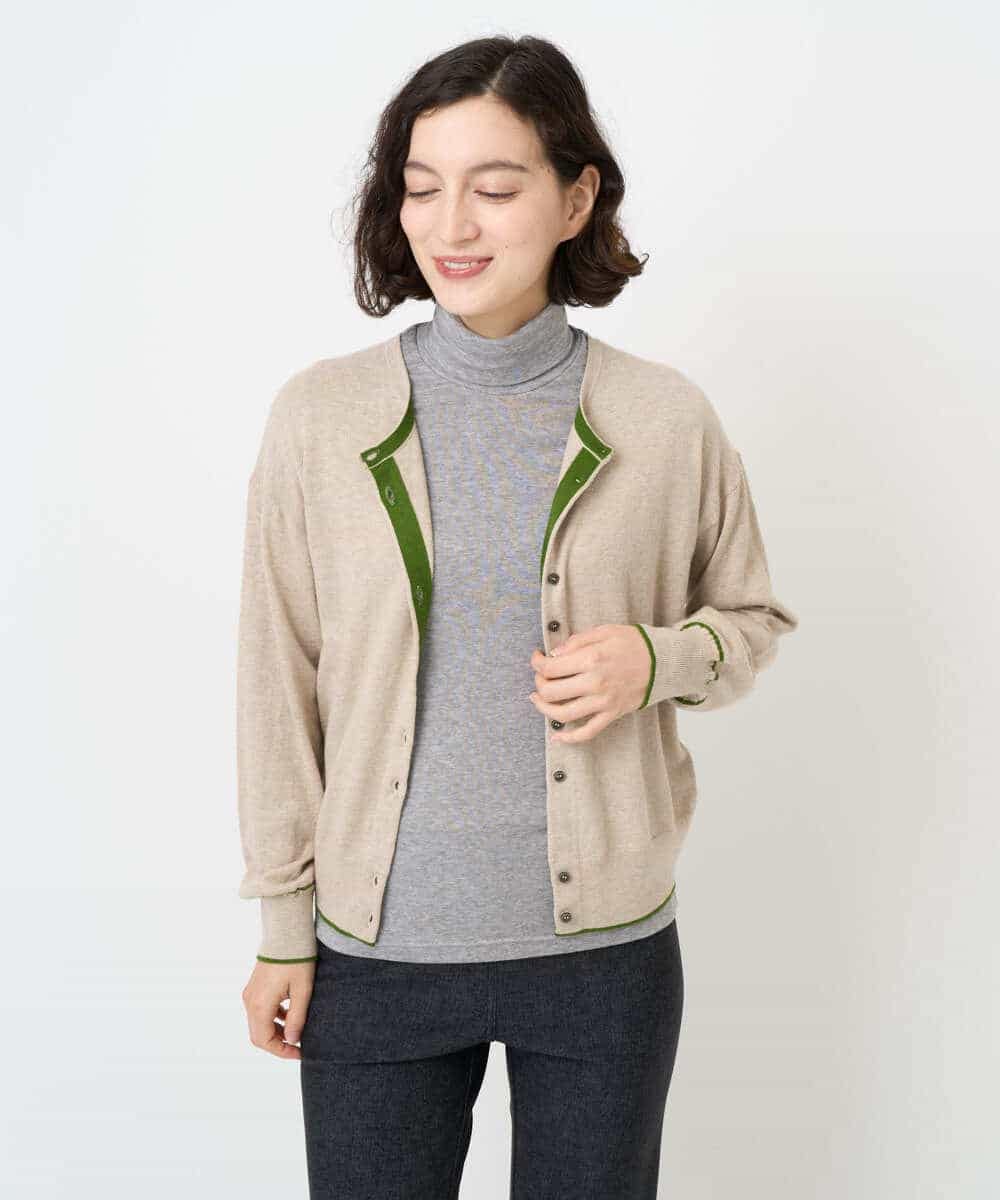 NHSJB20250 GIANNI LO GIUDICE(小さいサイズ)(メゾン ドゥ サンク) シルク混ニットカーディガン ベージュ