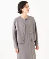 NHSJD12290 GIANNI LO GIUDICE(小さいサイズ)(メゾン ドゥ サンク) ヴィスコースナイロンミラノカーディガン グレー