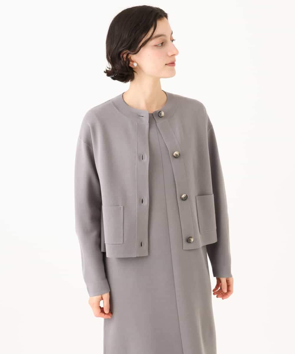 NHSJD12290 GIANNI LO GIUDICE(小さいサイズ)(メゾン ドゥ サンク) ヴィスコースナイロンミラノカーディガン グレー
