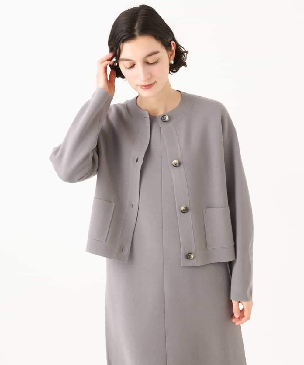 NHSJD12290 GIANNI LO GIUDICE(小さいサイズ)(メゾン ドゥ サンク) ヴィスコースナイロンミラノカーディガン グレー