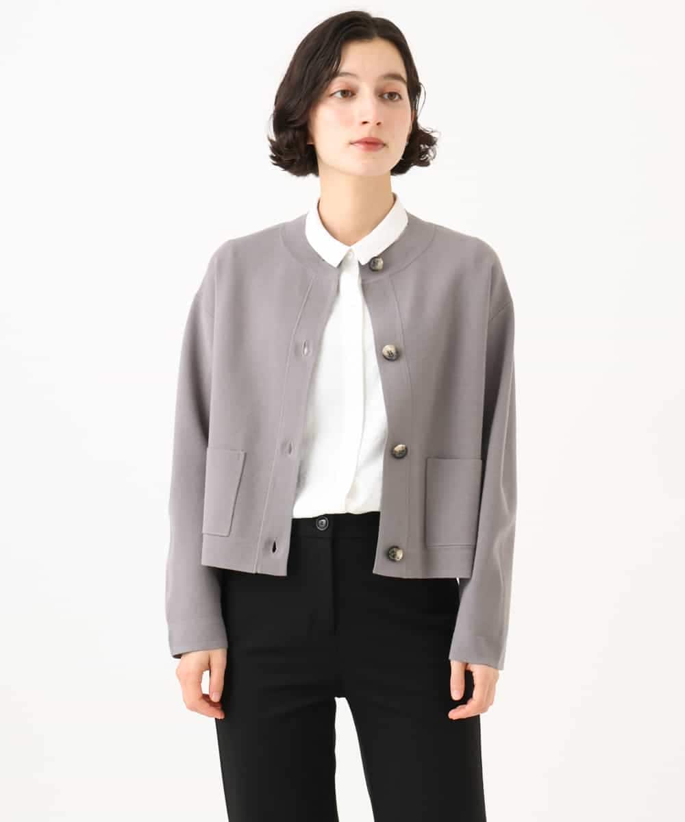 NHSJD12290 GIANNI LO GIUDICE(小さいサイズ)(メゾン ドゥ サンク) ヴィスコースナイロンミラノカーディガン グレー