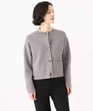 NHSJD12290 GIANNI LO GIUDICE(小さいサイズ)(メゾン ドゥ サンク) ヴィスコースナイロンミラノカーディガン グレー