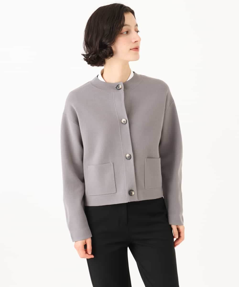 NHSJD12290 GIANNI LO GIUDICE(小さいサイズ)(メゾン ドゥ サンク) ヴィスコースナイロンミラノカーディガン グレー