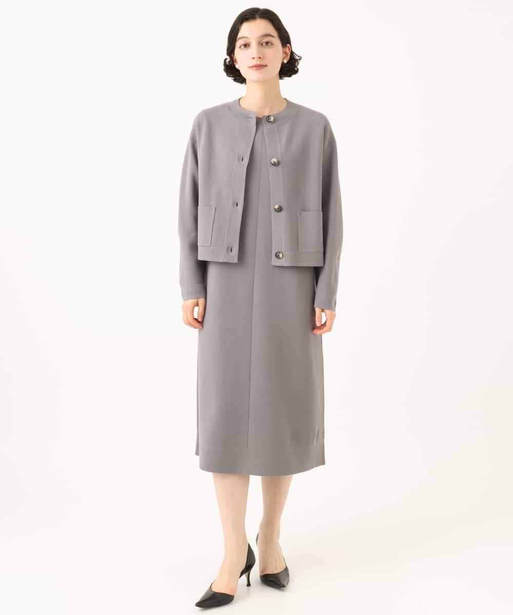 NHSJD12290 GIANNI LO GIUDICE(小さいサイズ)(メゾン ドゥ サンク) ヴィスコースナイロンミラノカーディガン グレー