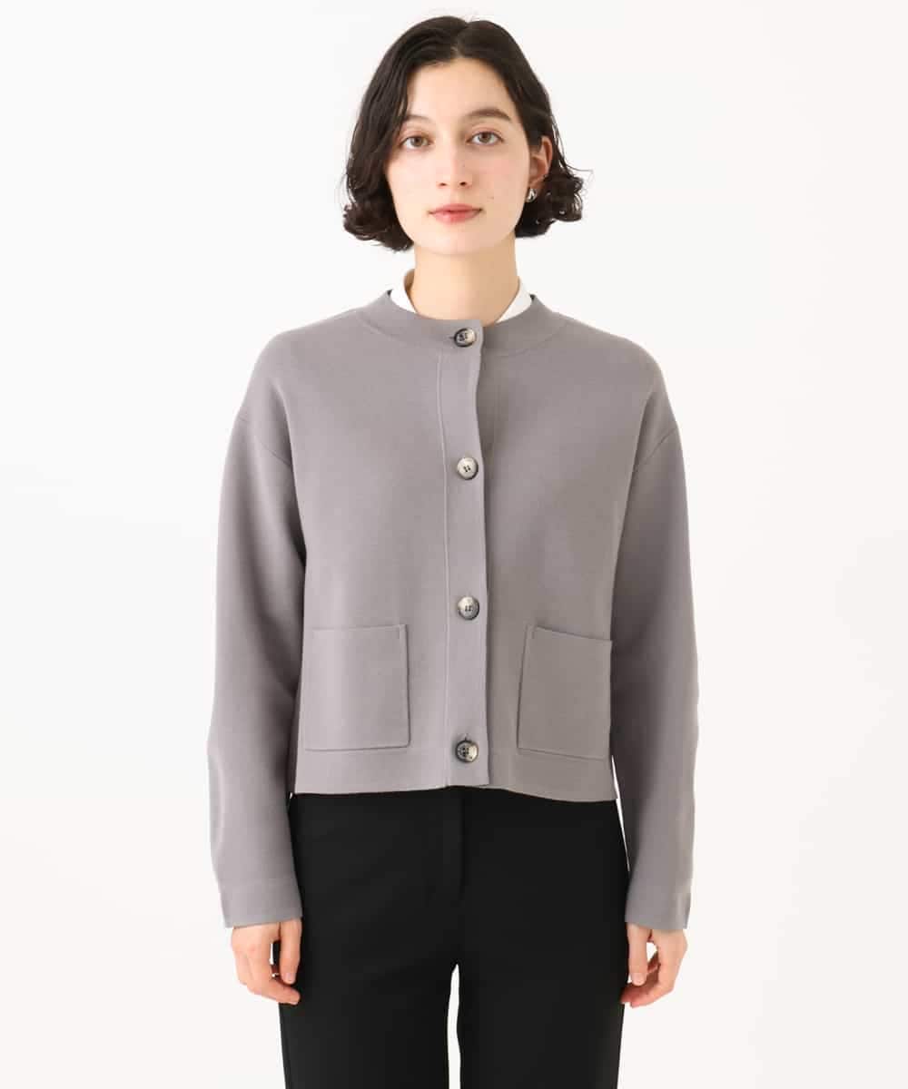 NHSJD12290 GIANNI LO GIUDICE(小さいサイズ)(メゾン ドゥ サンク) ヴィスコースナイロンミラノカーディガン グレー