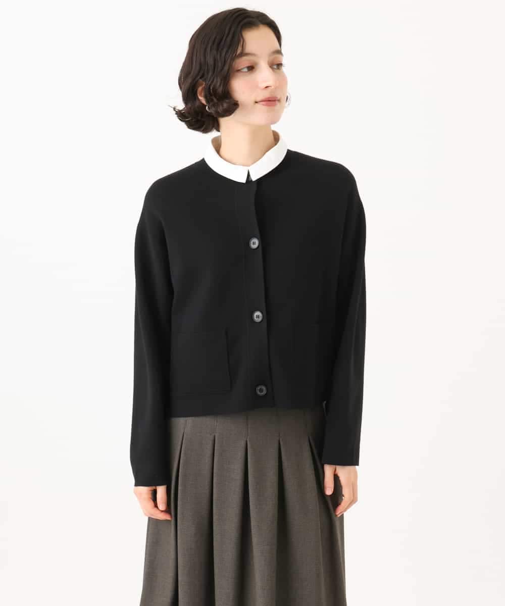 NHSJD12290 GIANNI LO GIUDICE(小さいサイズ)(メゾン ドゥ サンク) ヴィスコースナイロンミラノカーディガン ブラック